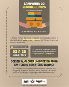 PMBA lança a CAMPANHA DO AGASALHO 2025, com objetivo de arrecadar vestimentas e cobertores de proteção ao frio e doar às pessoas necessitadas