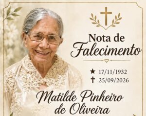 Nota de pesar pelo falecimento de Matilde Pinheiro de Oliveira